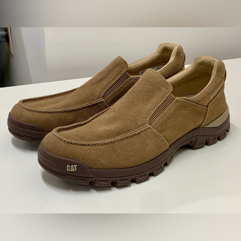 Men’s 11 Caterpillar Heavy Duty Canvas Rubber Lug Sole Casual Work Loafers Shoes